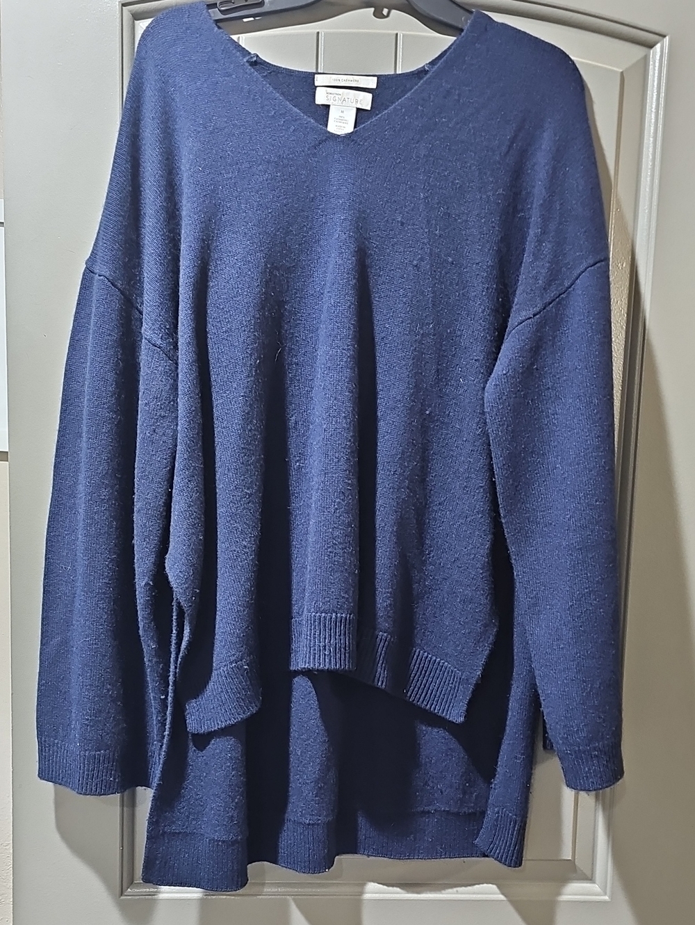 Nordstrom Navy V-Neck Oversized Knit Sweater (E)